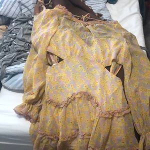 Yellow/pink floral print hello molly dress